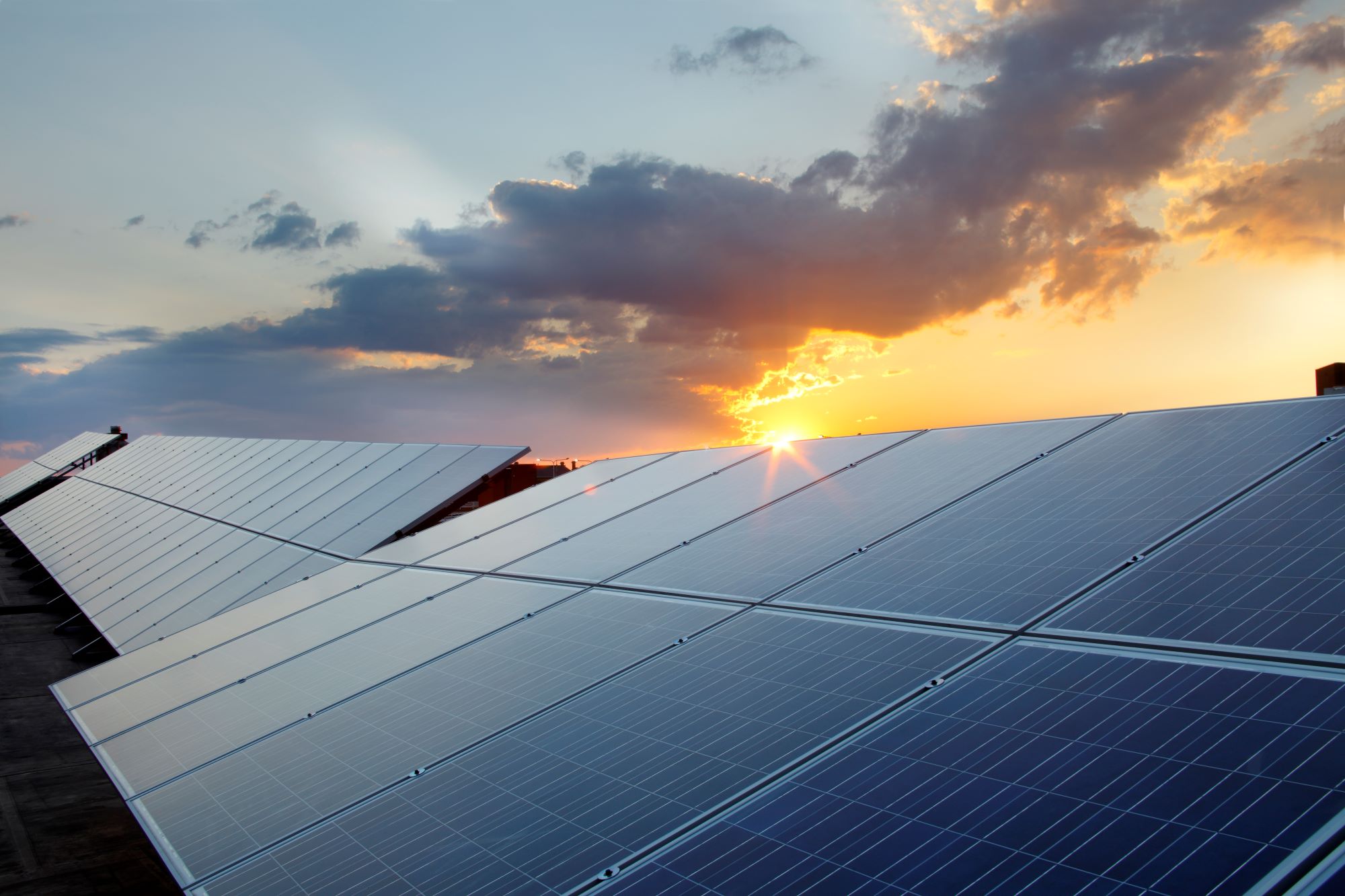 Photovoltaic solar panels on rooftop