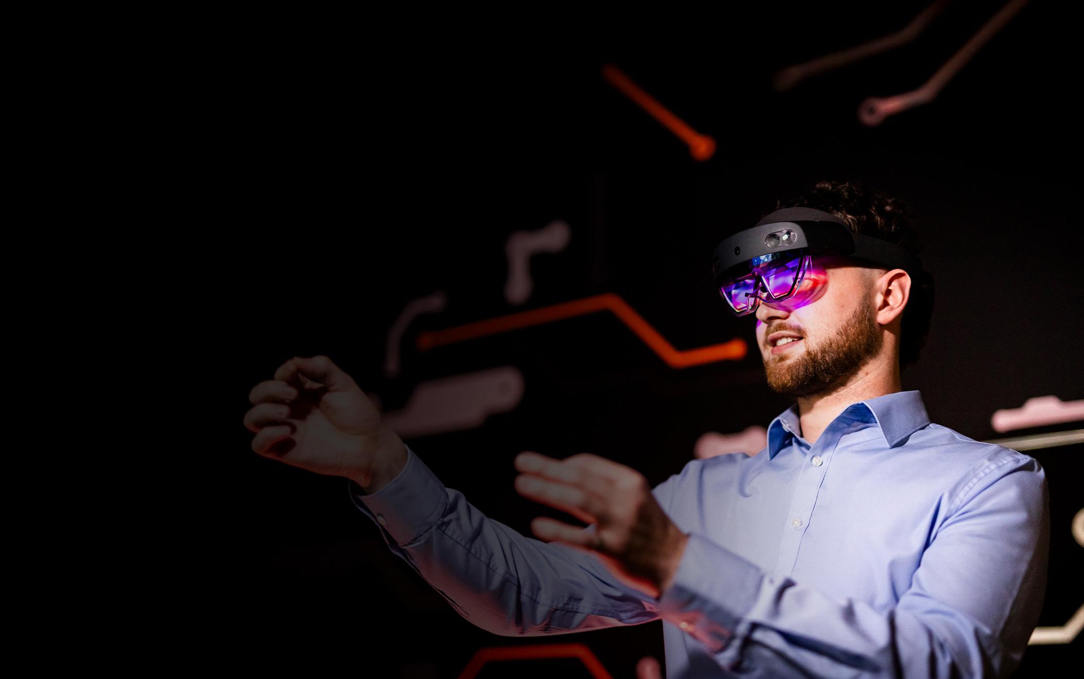 Man using tech glasses