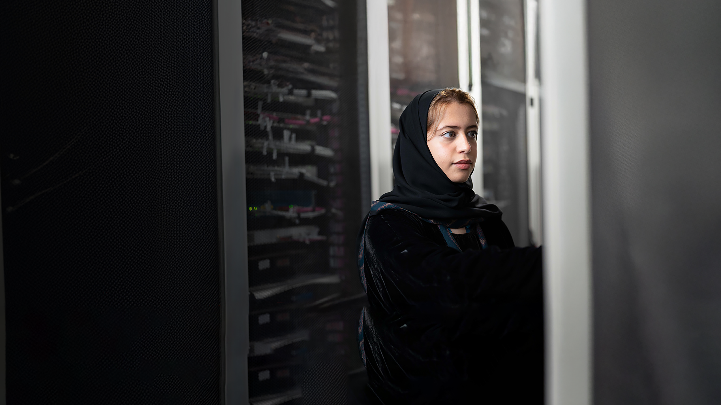Female employee looking away