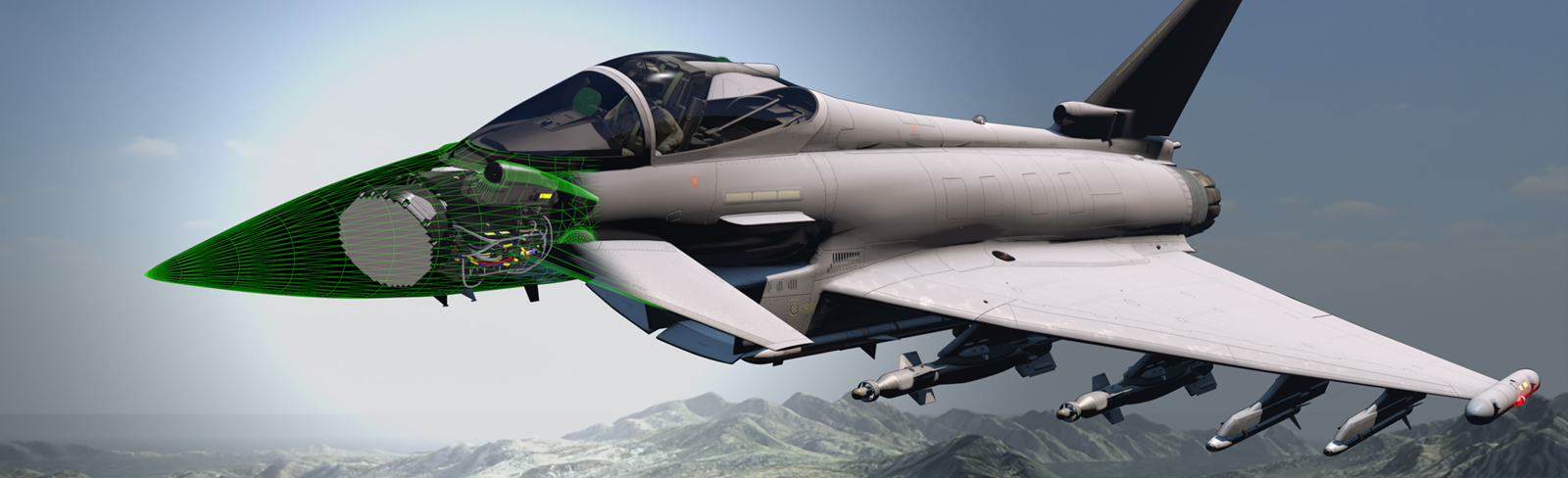 A CGI of the ECRS Mk2 radar in a Eurofighter Typhoon