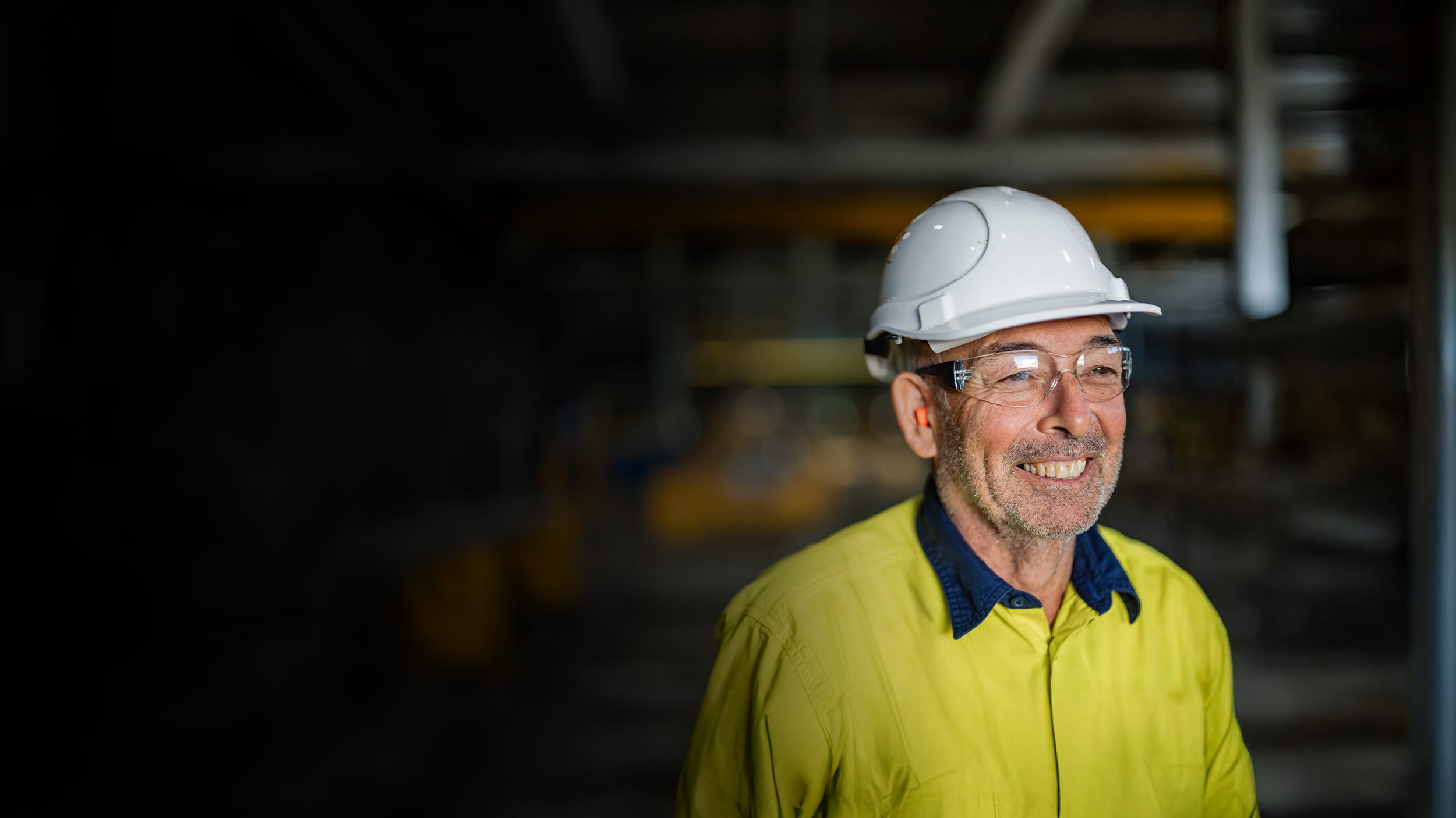 Experienced hires man white safety hat